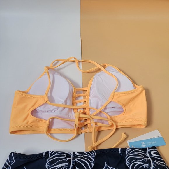 Cupshe Women's Leaves Print Two Piece Bikini Swimsuit Set V Neck Lace Up size M - Picture 10 of 15